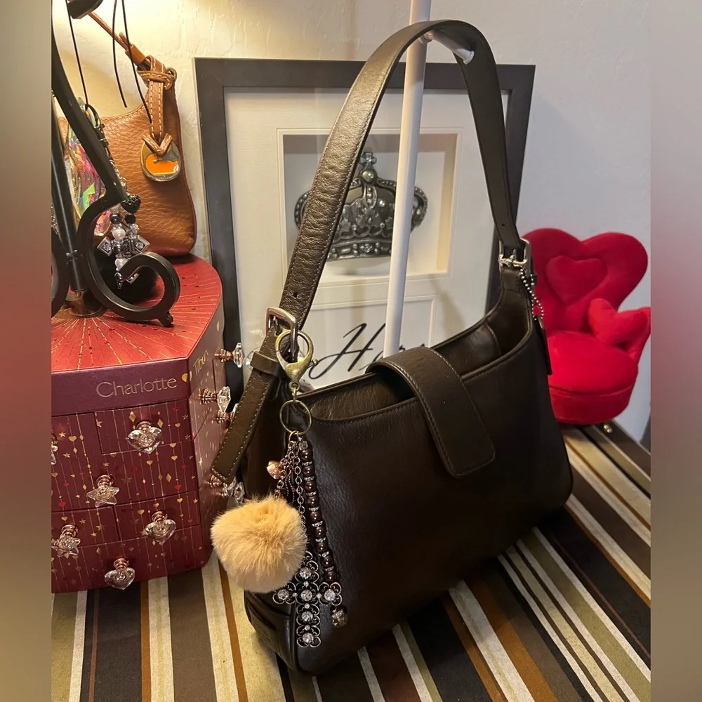 Coach 2005 Legacy Hampton Dark Brown Leather Handbag Shoulder Bag Satchel